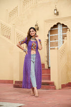 PURPLE COLOR GEORGETTE BASE BANDHANI PRINT NAVRATRI KURTI