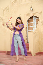 PURPLE COLOR GEORGETTE BASE BANDHANI PRINT NAVRATRI KURTI