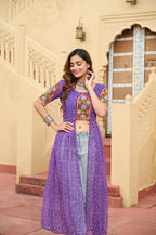 PURPLE COLOR GEORGETTE BASE BANDHANI PRINT NAVRATRI KURTI