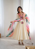 NAVRATRI SPECIAL KHADI COTTON DESIGNER LOOK ANARKALI SET OF 3