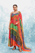 FESTIVE SPECIAL COLORFUL BANDHEJ PRINT ANARKALI GOWN
