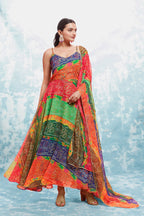 FESTIVE SPECIAL COLORFUL BANDHEJ PRINT ANARKALI GOWN