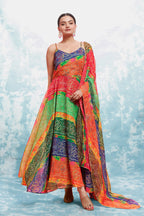 FESTIVE SPECIAL COLORFUL BANDHEJ PRINT ANARKALI GOWN
