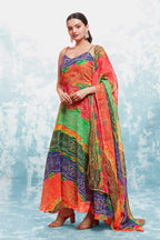 FESTIVE SPECIAL COLORFUL BANDHEJ PRINT ANARKALI GOWN