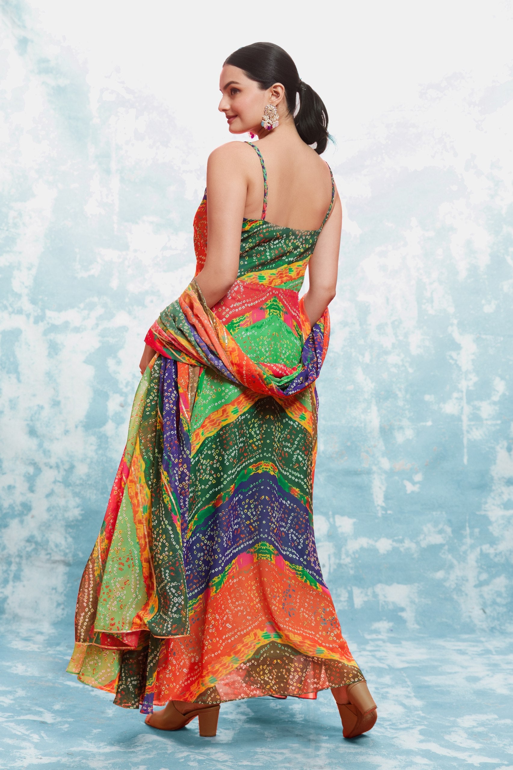 FESTIVE SPECIAL COLORFUL BANDHEJ PRINT ANARKALI GOWN
