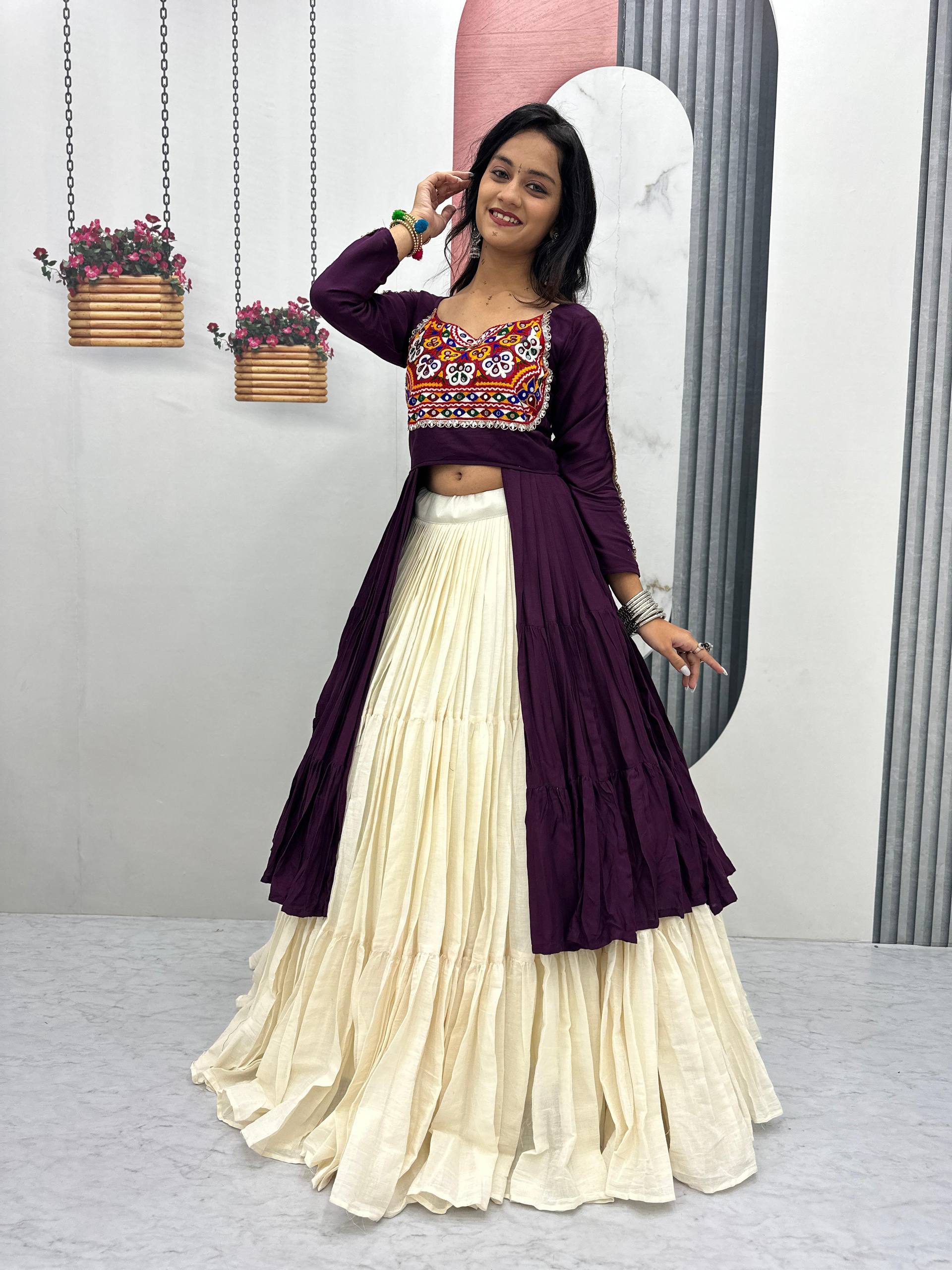 BLACK COLOR NAVRATRI SPECIAL 9 METER HEAVY FLAIR LEHENGA CHOLI