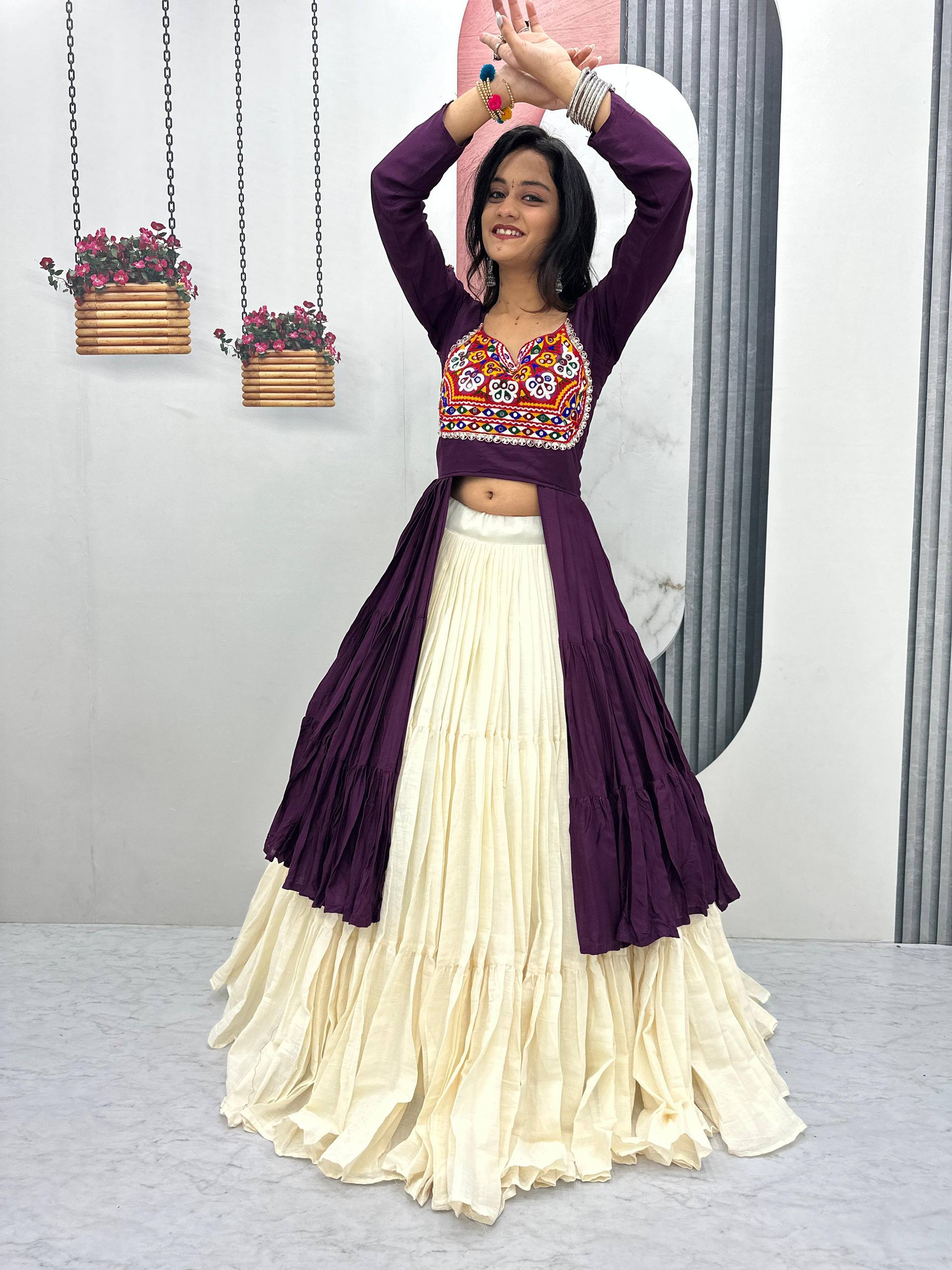 BLACK COLOR NAVRATRI SPECIAL 9 METER HEAVY FLAIR LEHENGA CHOLI