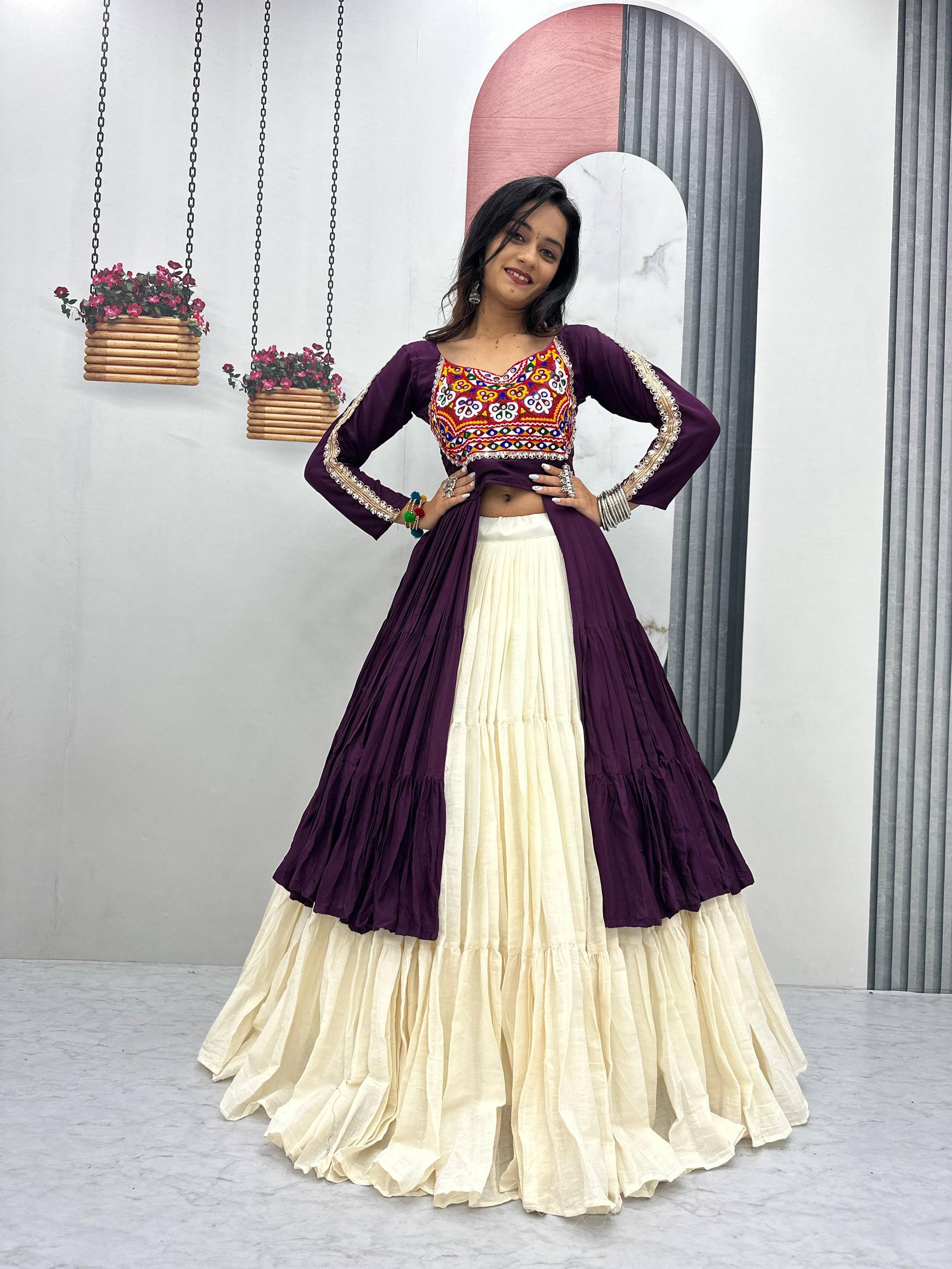 BLACK COLOR NAVRATRI SPECIAL 9 METER HEAVY FLAIR LEHENGA CHOLI