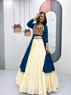 BLUE COLOR NAVRATRI SPECIAL 9 METER HEAVY FLAIR LEHENGA CHOLI