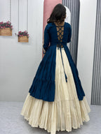 BLUE COLOR NAVRATRI SPECIAL 9 METER HEAVY FLAIR LEHENGA CHOLI