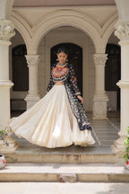 NAVRATRI SPECIAL BLACK COLOR KORA COTTON BASE STYLISH KURTI WITH LEHENGA