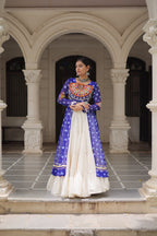 NAVRATRI SPECIAL BLUE COLOR KORA COTTON BASE STYLISH KURTI WITH LEHENGA