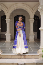 NAVRATRI SPECIAL BLUE COLOR KORA COTTON BASE STYLISH KURTI WITH LEHENGA