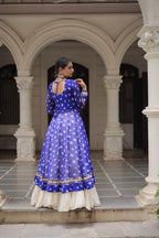 NAVRATRI SPECIAL BLUE COLOR KORA COTTON BASE STYLISH KURTI WITH LEHENGA