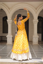 NAVRATRI SPECIAL YELLOW COLOR KORA COTTON BASE STYLISH KURTI WITH LEHENGA