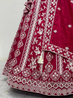 RANI PINK COLOR ZARI WORK VICHITRA SILK LEHENGA CHOLI