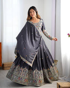 BLACK COLOR NATURAL CREPE SILK LEHENGA CHOLI