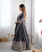 BLACK COLOR NATURAL CREPE SILK LEHENGA CHOLI