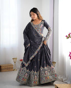 BLACK COLOR NATURAL CREPE SILK LEHENGA CHOLI