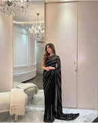 ENTHRALLING BLACK SEQUENCE WORK GEORGETTE BASE PARTY SAREE WITH BLOUSE