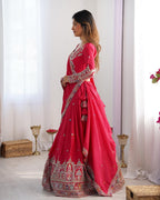 RED COLOR NATURAL CREPE SILK LEHENGA CHOLI