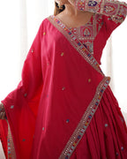 RED COLOR NATURAL CREPE SILK LEHENGA CHOLI