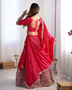 RED COLOR NATURAL CREPE SILK LEHENGA CHOLI