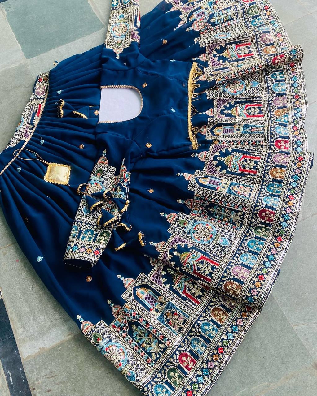 BLUE COLOR NATURAL CREPE SILK LEHENGA CHOLI