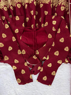 MAROON COLOR BANARASI VISCOSE GEORGETTE BASE ANARKALI SUIT SET OF 3