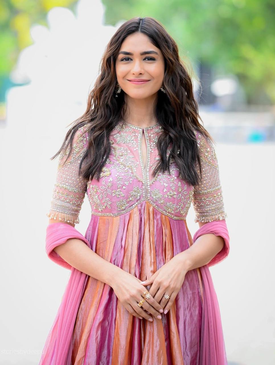 RANJHNA DUAL TONE ROSE AND COPPER EMBELLISHED FESTIVE ANARKALI SET