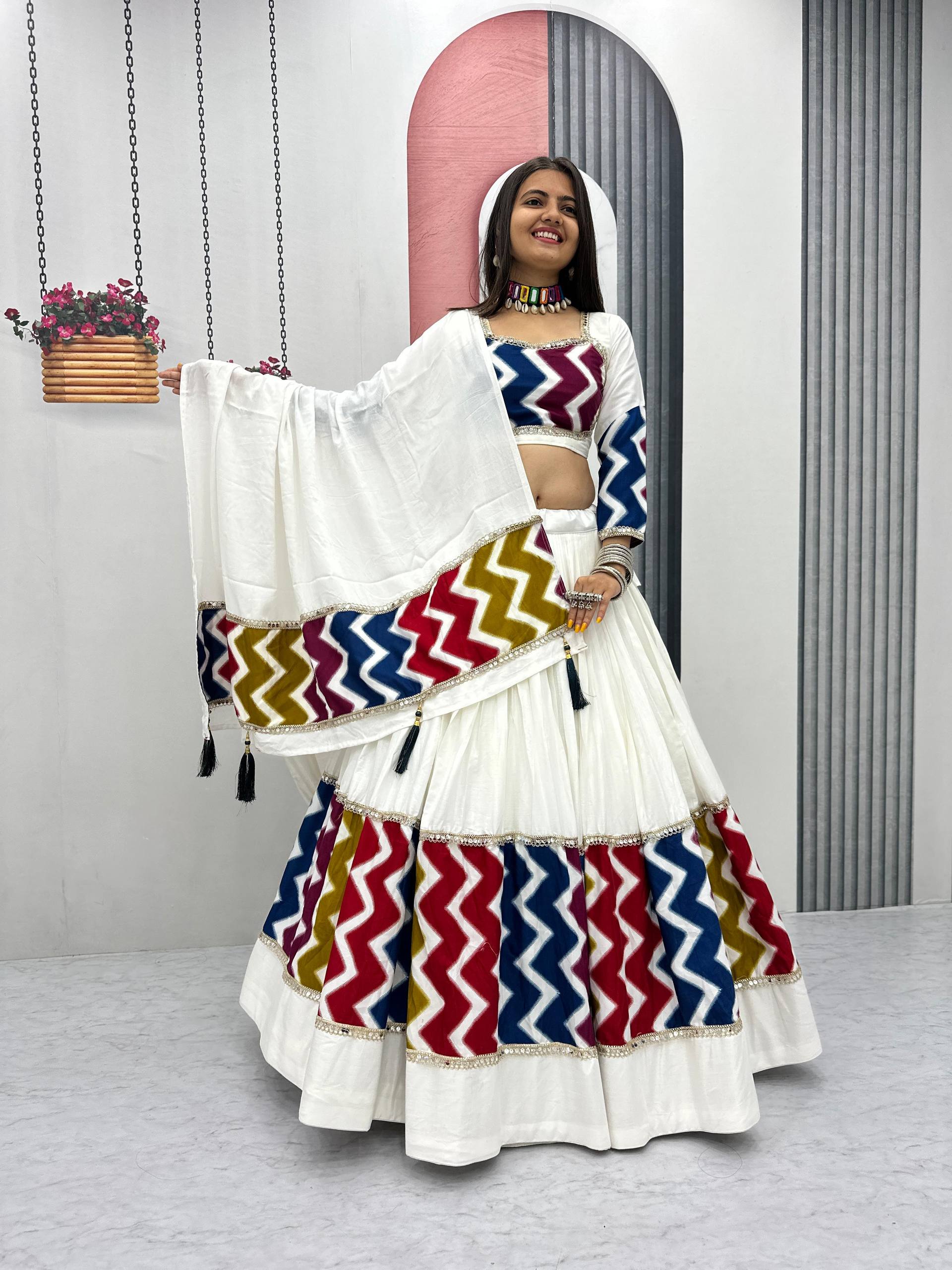 NAVRATRI SPECIAL 6 METER FULLY FLAIR PURE COTTON LEHENGA CHOLI