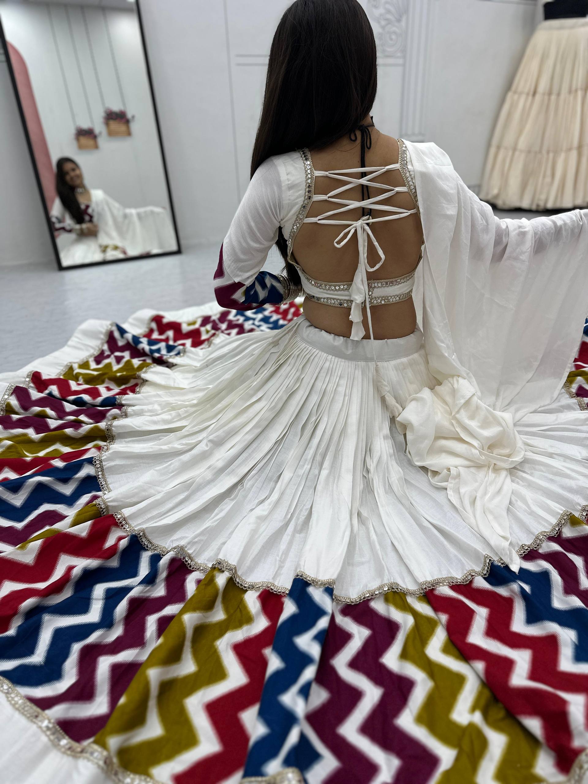 NAVRATRI SPECIAL 6 METER FULLY FLAIR PURE COTTON LEHENGA CHOLI