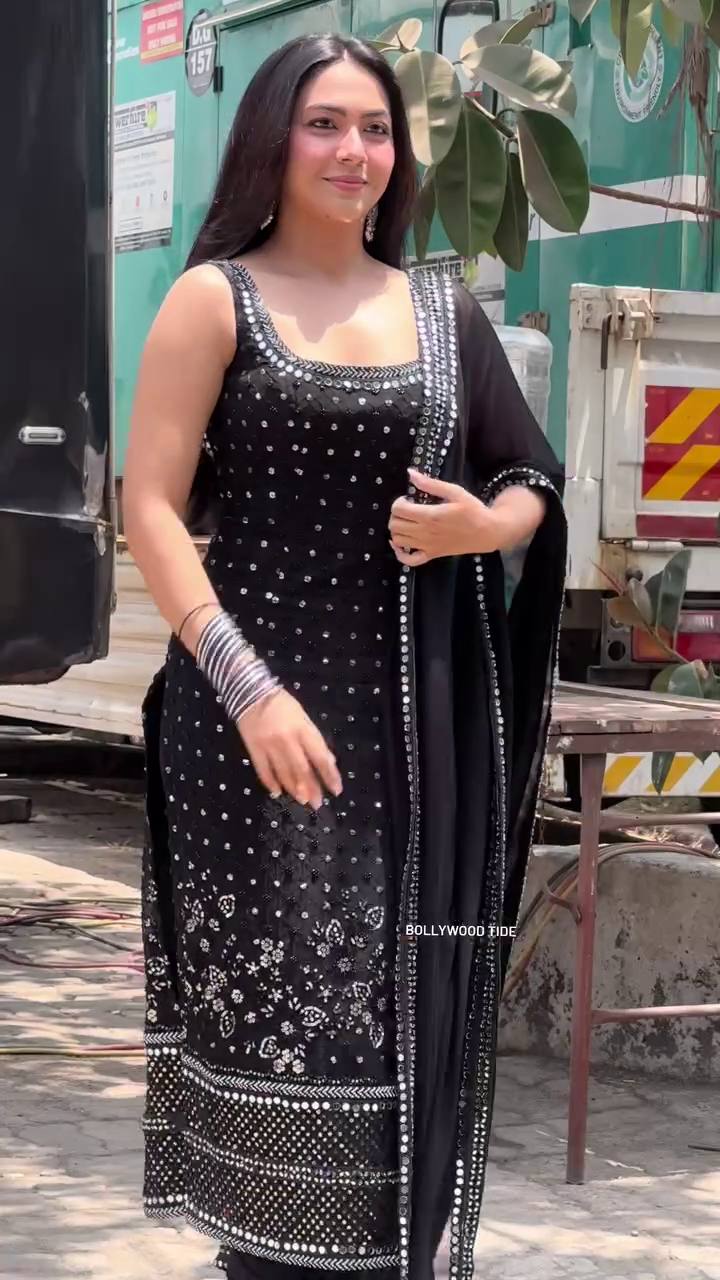 BLACK COLOR GEORGETTE BASE EMBROIDERED KURTI SET OF 3