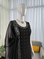 BLACK COLOR GEORGETTE BASE EMBROIDERED KURTI SET OF 3