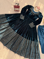 WINTER SPECIAL VELVET BASE EMBROIDERED ANARKALI GOWN