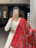 OFF WHITE LUCKNOWI EMBROIDERY WORK LEHENGA CHOLI