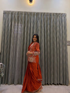ORANGE RANGOLI SILK READY TO WEAR SAREE WITH EMBROIDERED JACKET