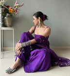 PURPLE SEQUENCE WORK THREE PIECE SHARARA SUIT