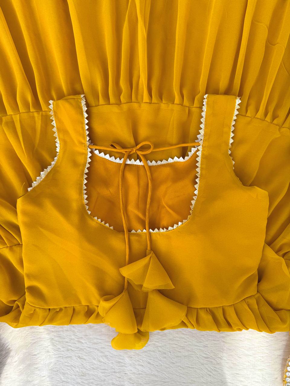 MUSTARD FAUX GEORGETTE FULLY FLAIR ANARKALI GOWN