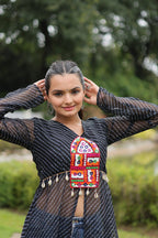 BLACK COLOR GEORGETTE LAHERIYA PRINT NAVRATRI KURTI