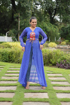 BLUE COLOR GEORGETTE LAHERIYA PRINT NAVRATRI KURTI
