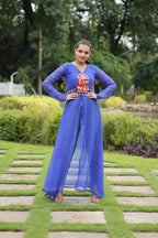 BLUE COLOR GEORGETTE LAHERIYA PRINT NAVRATRI KURTI