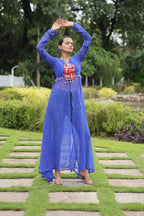 BLUE COLOR GEORGETTE LAHERIYA PRINT NAVRATRI KURTI