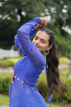 BLUE COLOR GEORGETTE LAHERIYA PRINT NAVRATRI KURTI