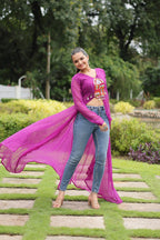 PINK COLOR GEORGETTE LAHERIYA PRINT NAVRATRI KURTI