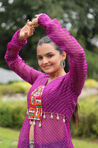 PINK COLOR GEORGETTE LAHERIYA PRINT NAVRATRI KURTI