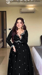 BLACK RITUAL GEORGETTE BASE ANARKALI GOWN SET OF 3