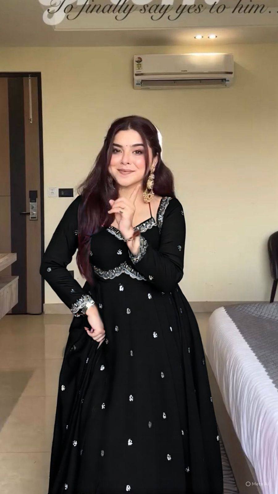 BLACK RITUAL GEORGETTE BASE ANARKALI GOWN SET OF 3