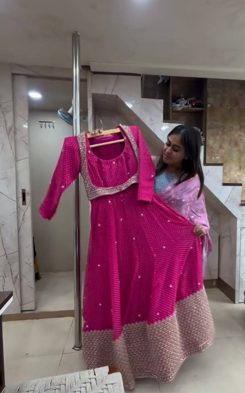 PINK COLOR PARTY WEAR LOOK DESIGNER GOWN