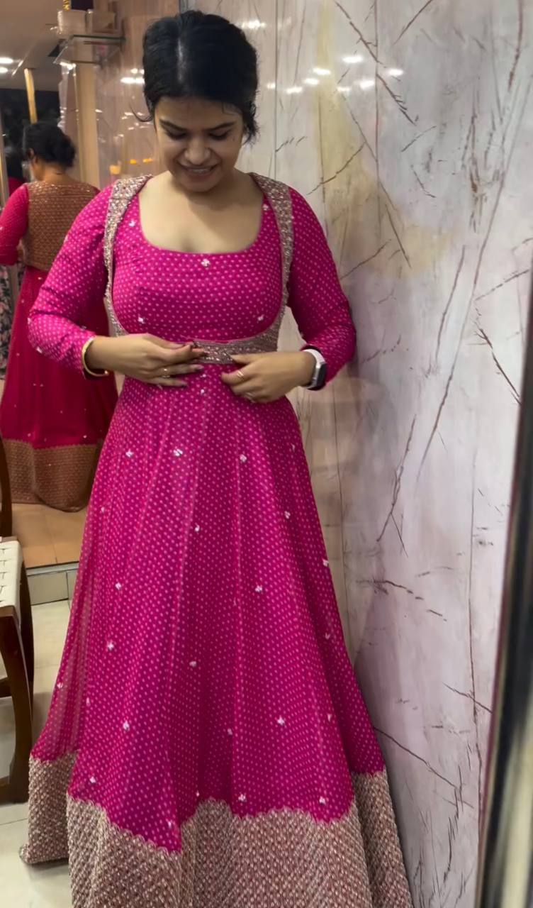 PINK COLOR PARTY WEAR LOOK DESIGNER GOWN